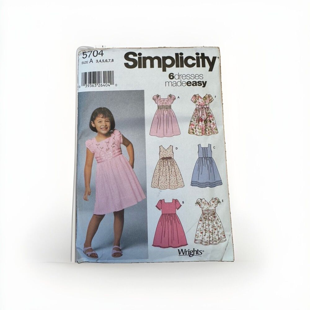 Simplicity 5704 Sewing Pattern Easter Easy Dresses Girls Size 3 4 5 6 7 8 Church